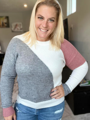Colorblocked Round Neck Sweater