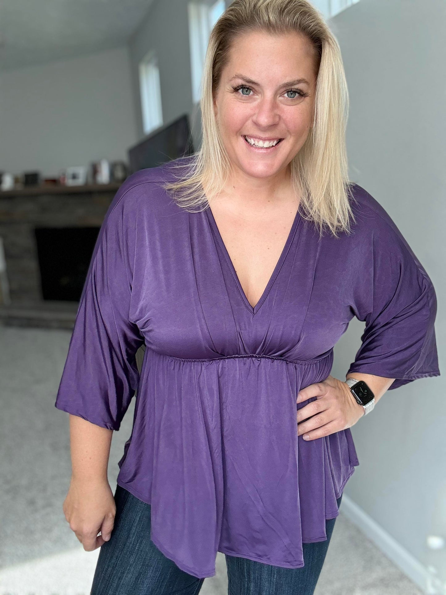 Love On The Line V-Neck Peplum Blouse