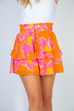 Tangerine Floral Shorts