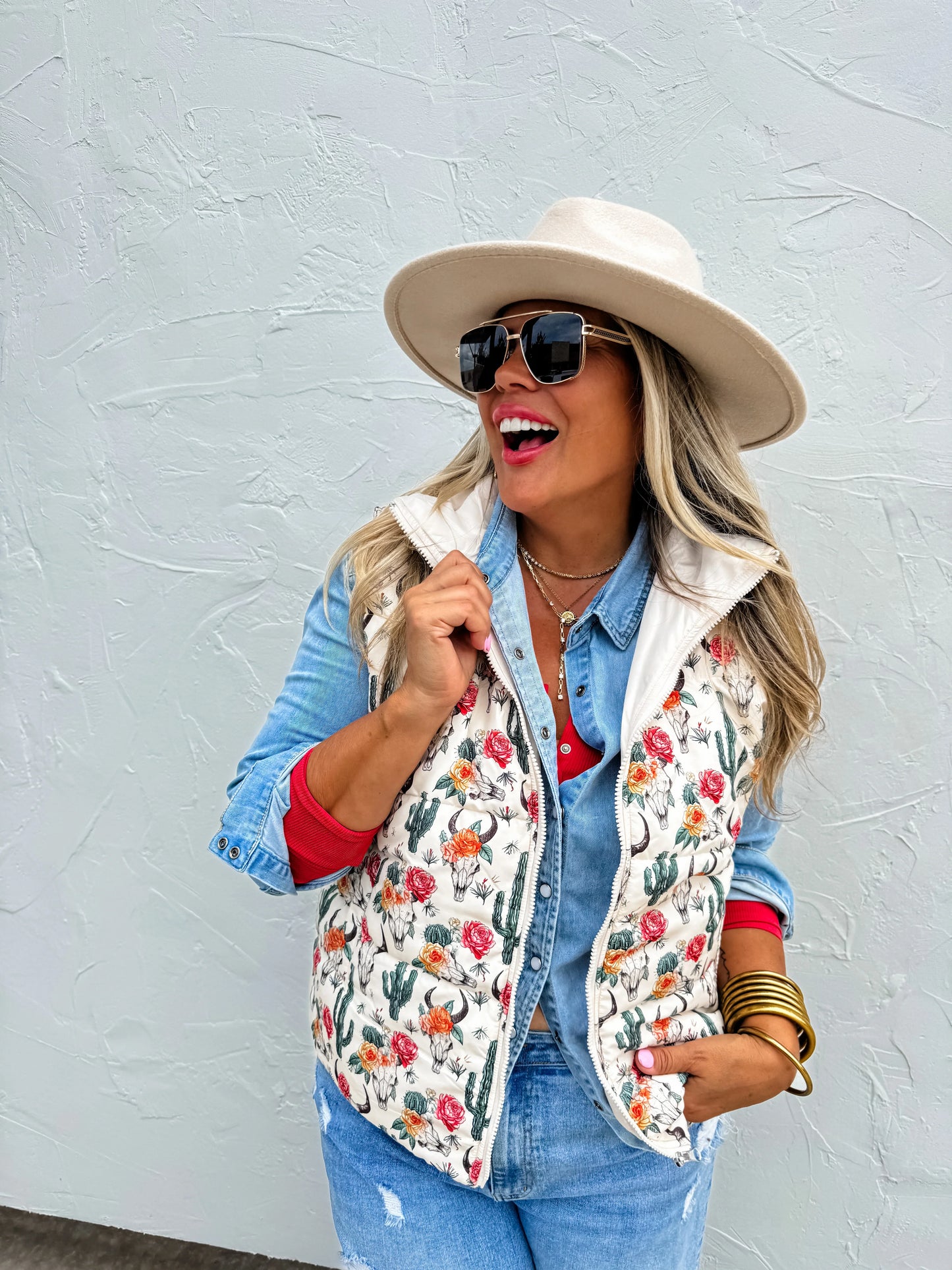 Puffer Vest in Two Prints