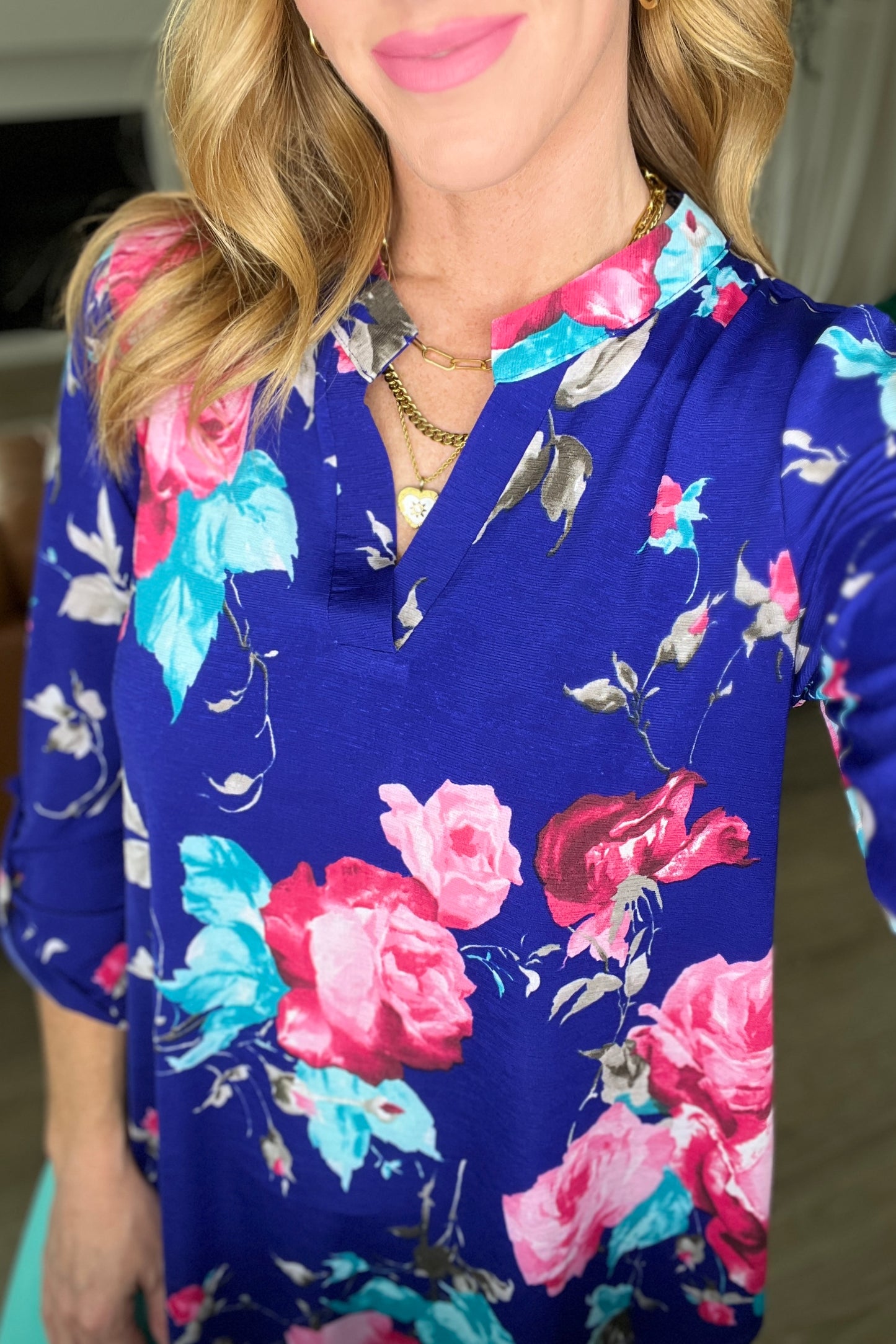 Lizzy Top in Royal Floral