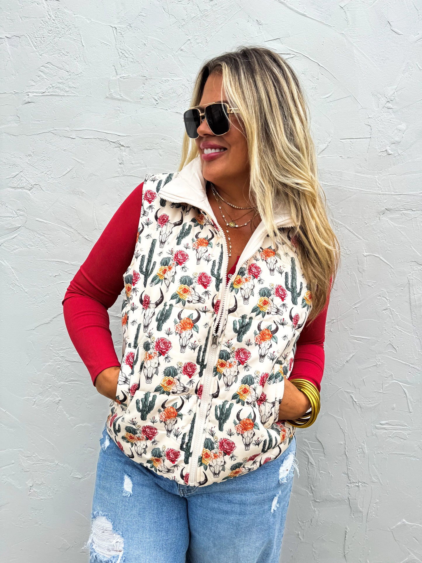 Puffer Vest in Two Prints