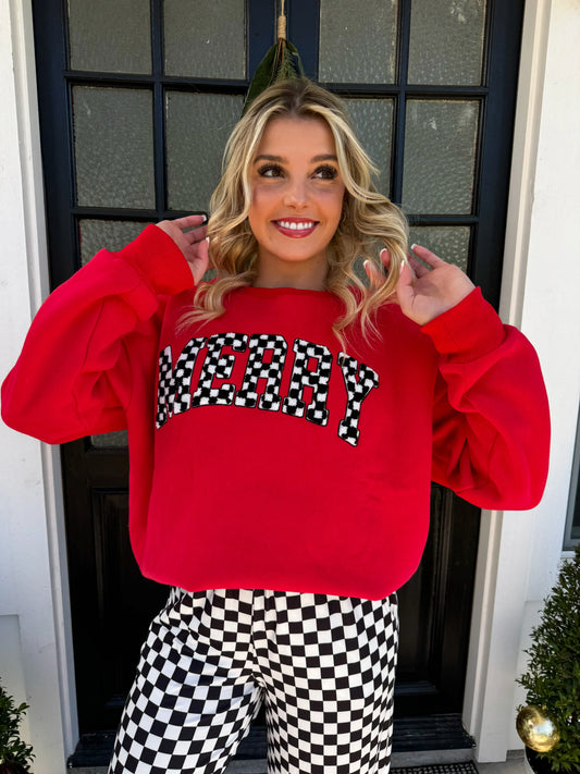 Merry Checkered Sweatshirt