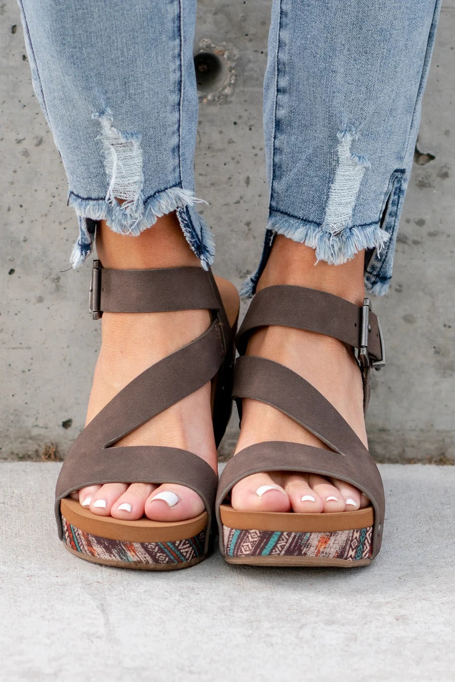 Giavanna Wedge Sandals by Very G in Brown
