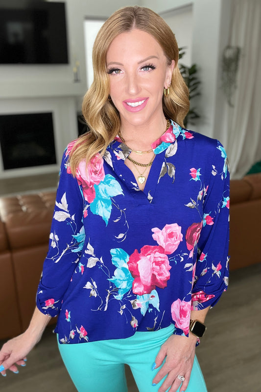 Lizzy Top in Royal Floral