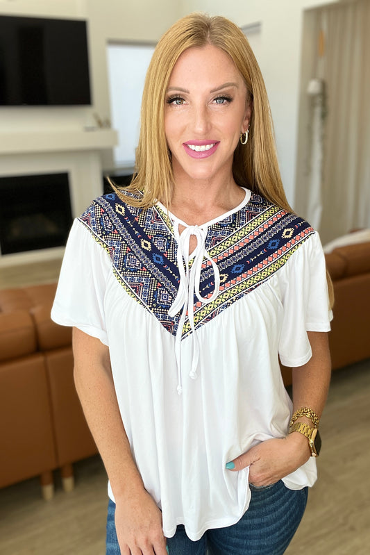 Casually Boho Keyhole Neckline Top