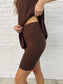 Comfy Cruising Top and Biker Shorts Set in Mahogany