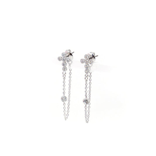 Crystal Drop Cross Stud Earrings
