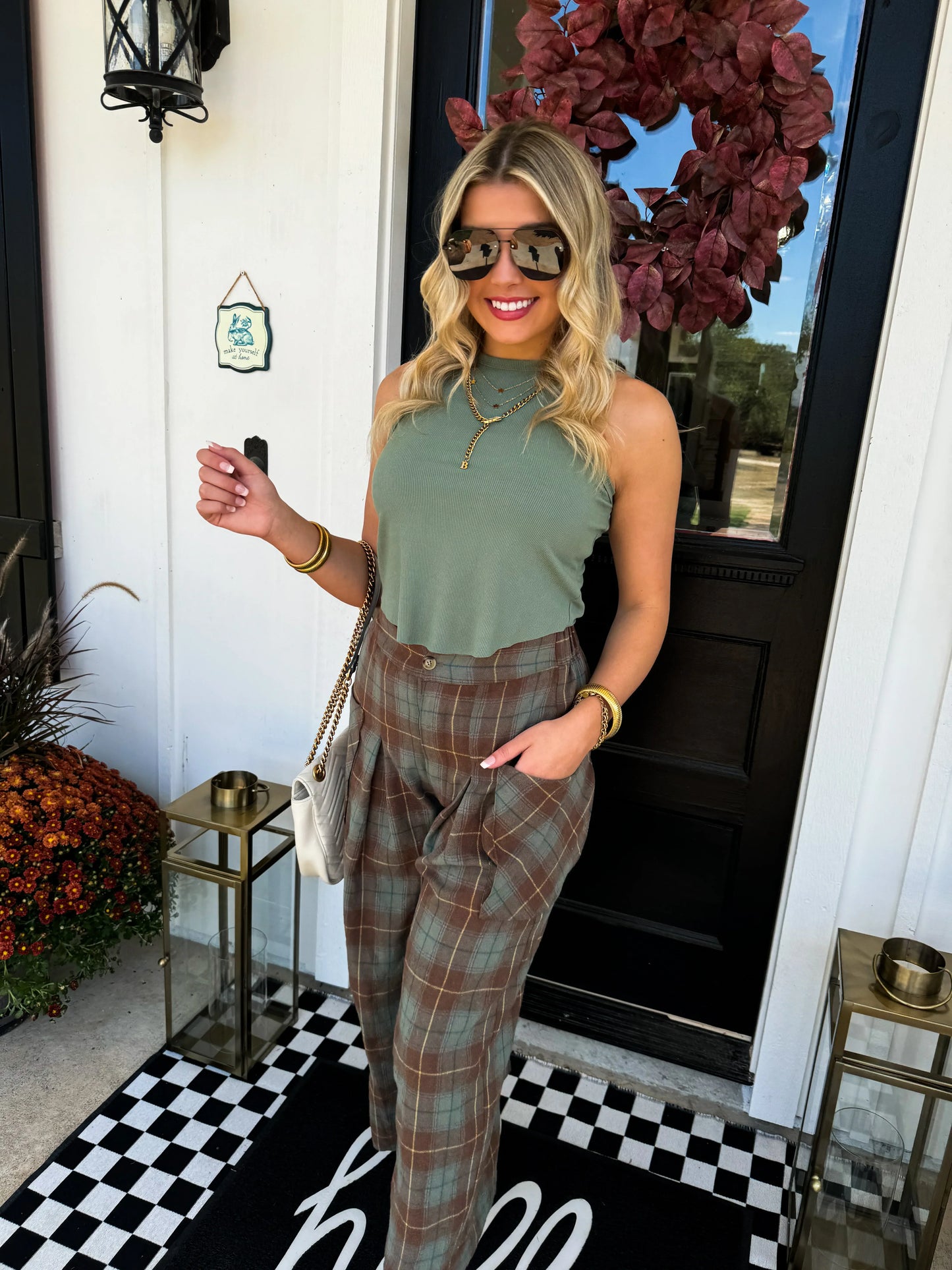 PREORDER: Cayla Crop Plaid Pants in Two Colors