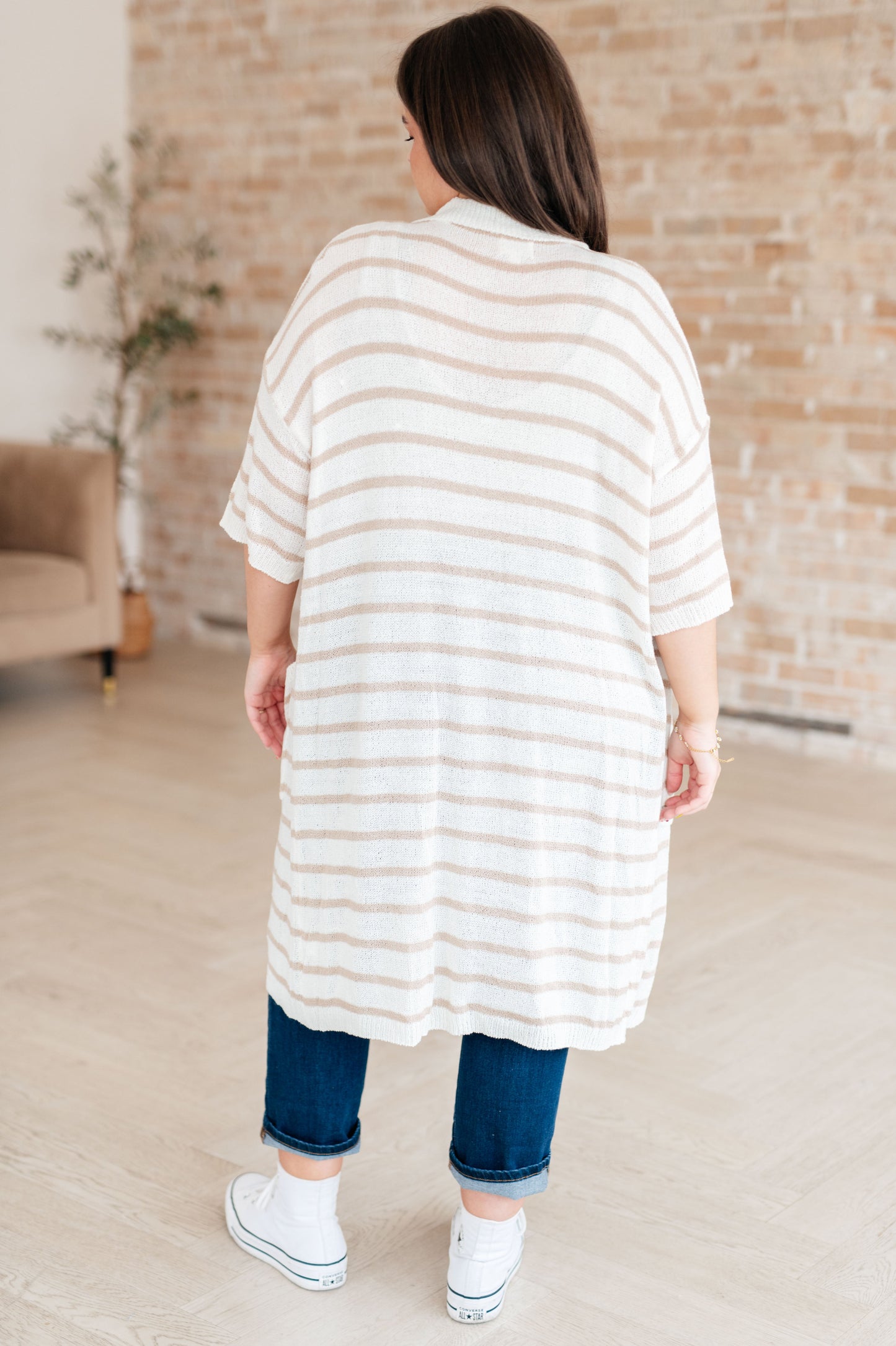 Easy Street Striped Long Cardigan