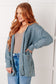 Everything Layer Waffle Knit Open Front Cardigan in Blue Grey