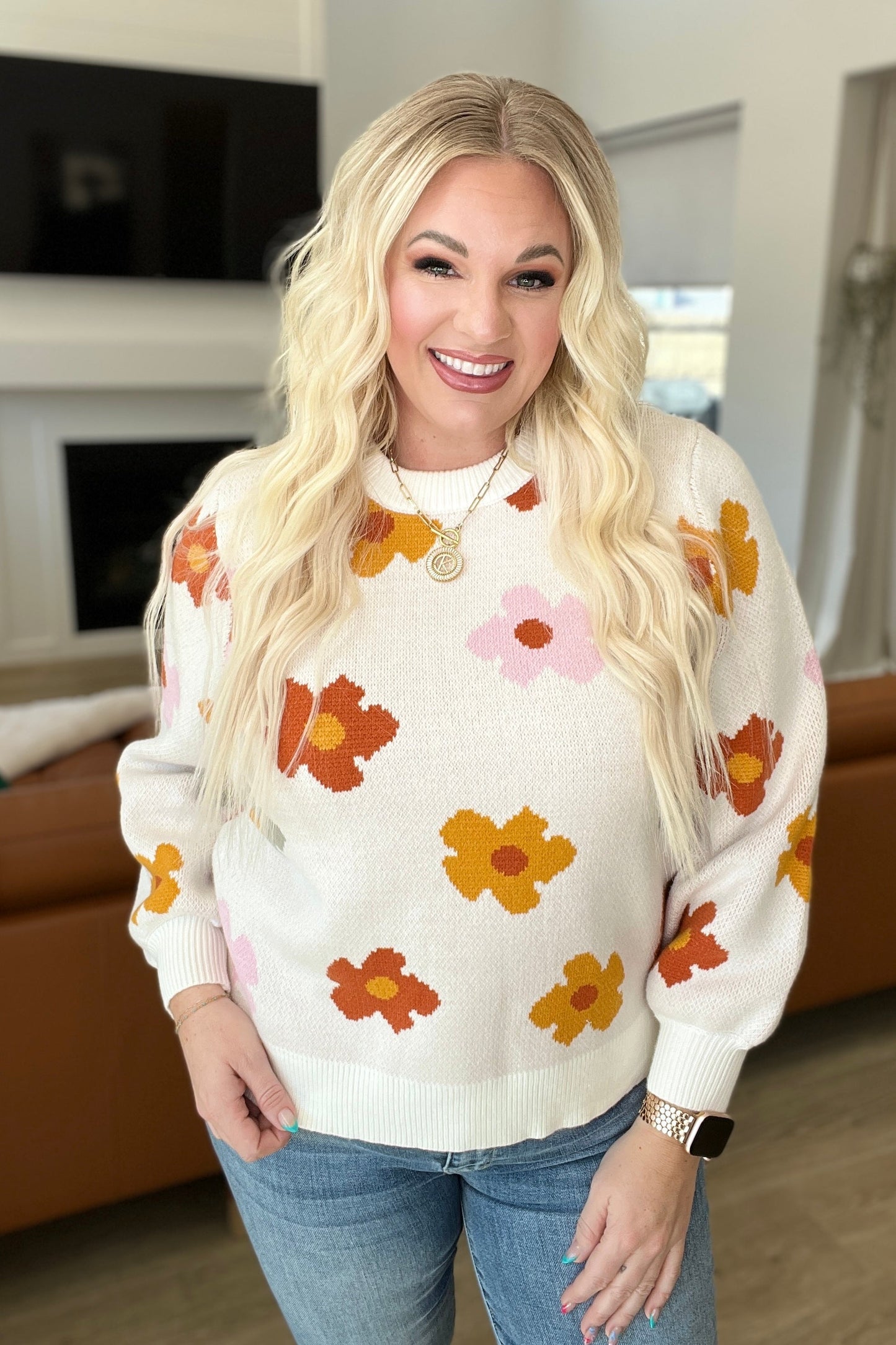 Falling Flowers Floral Sweater