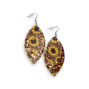 Sunflower and Leopard Earrings
