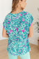 Lizzy Cap Sleeve Top in Magenta and Teal Paisley