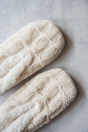 Chenille Slippers in Ivory