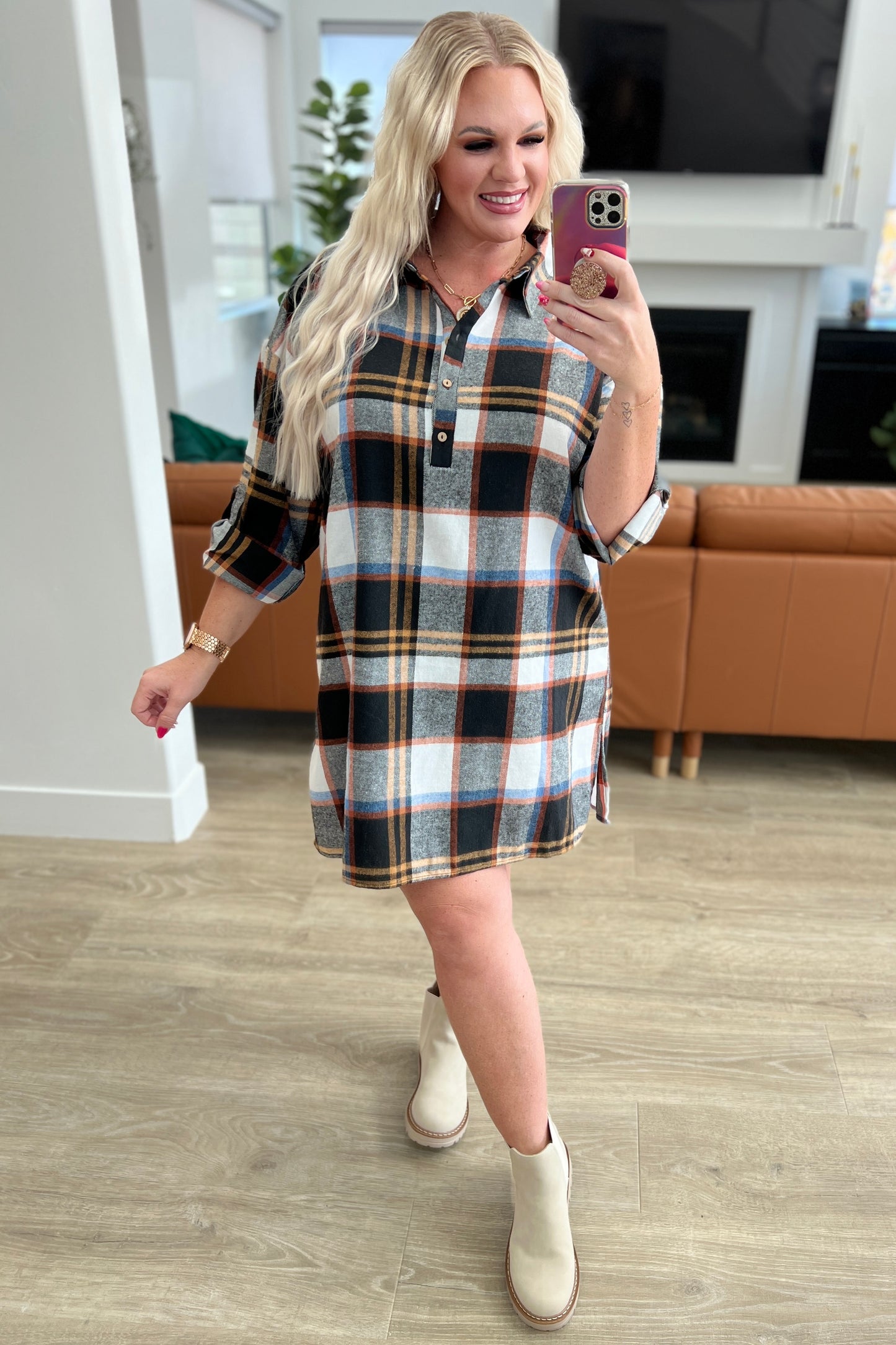 Make it Right Plaid Shirt Dress