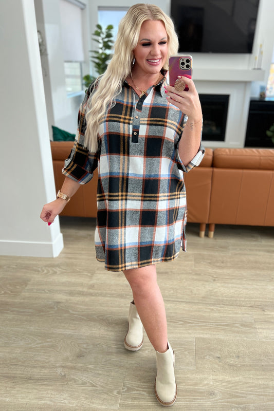 Make it Right Plaid Shirt Dress