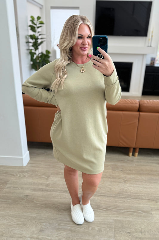 Milan Travel Shift Dress in Sage