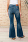 Miley High Waist Control Top Frayed Hem Flare Jeans