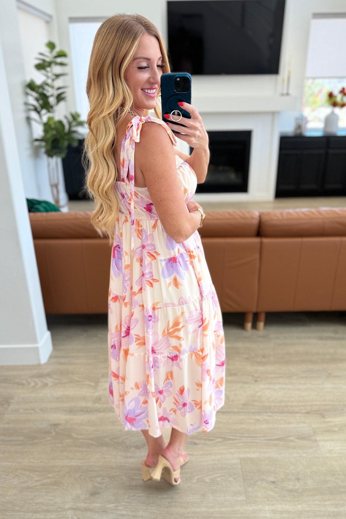 Pastel Petals Floral Midi Dress