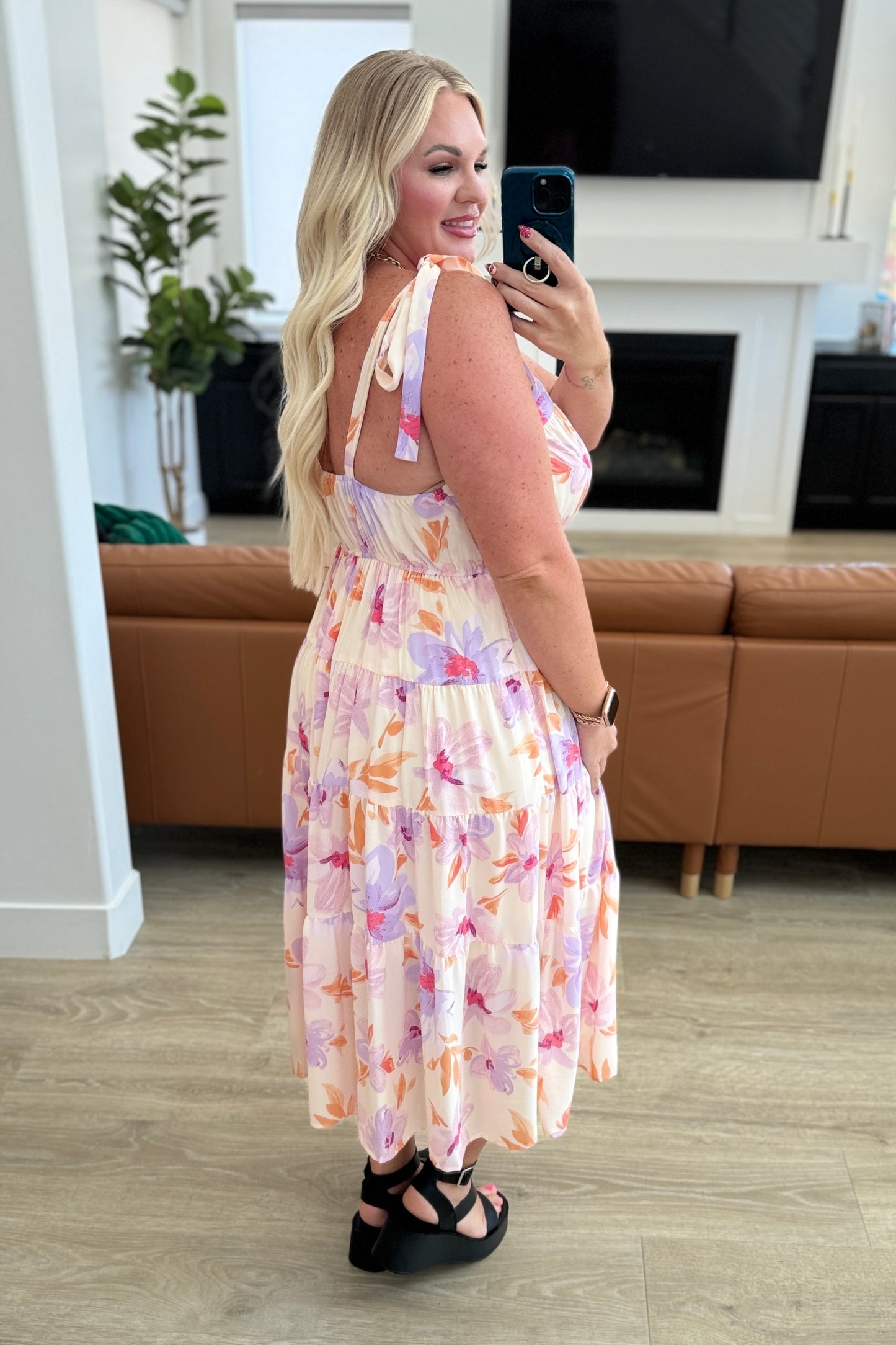 Pastel Petals Floral Midi Dress