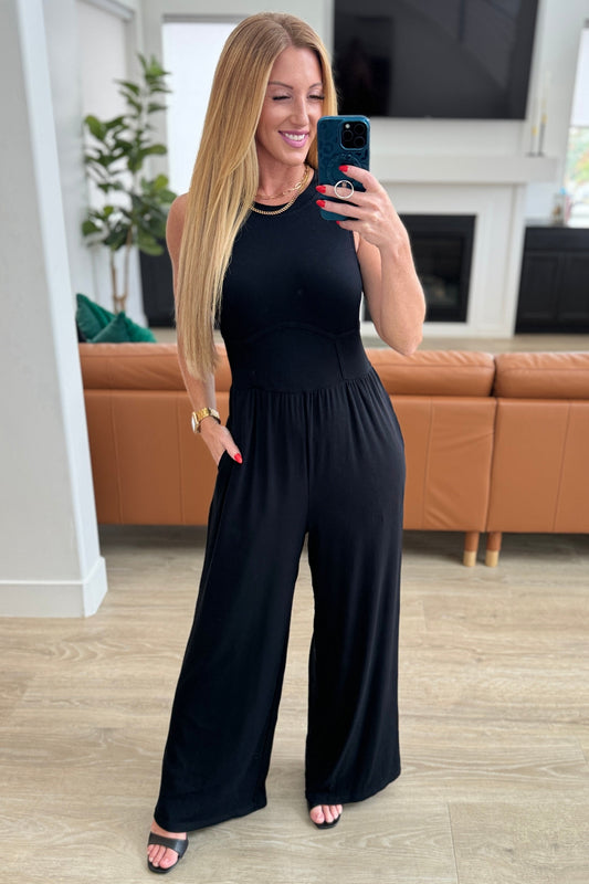 Hilary Wide Leg Jumpsuit in Black