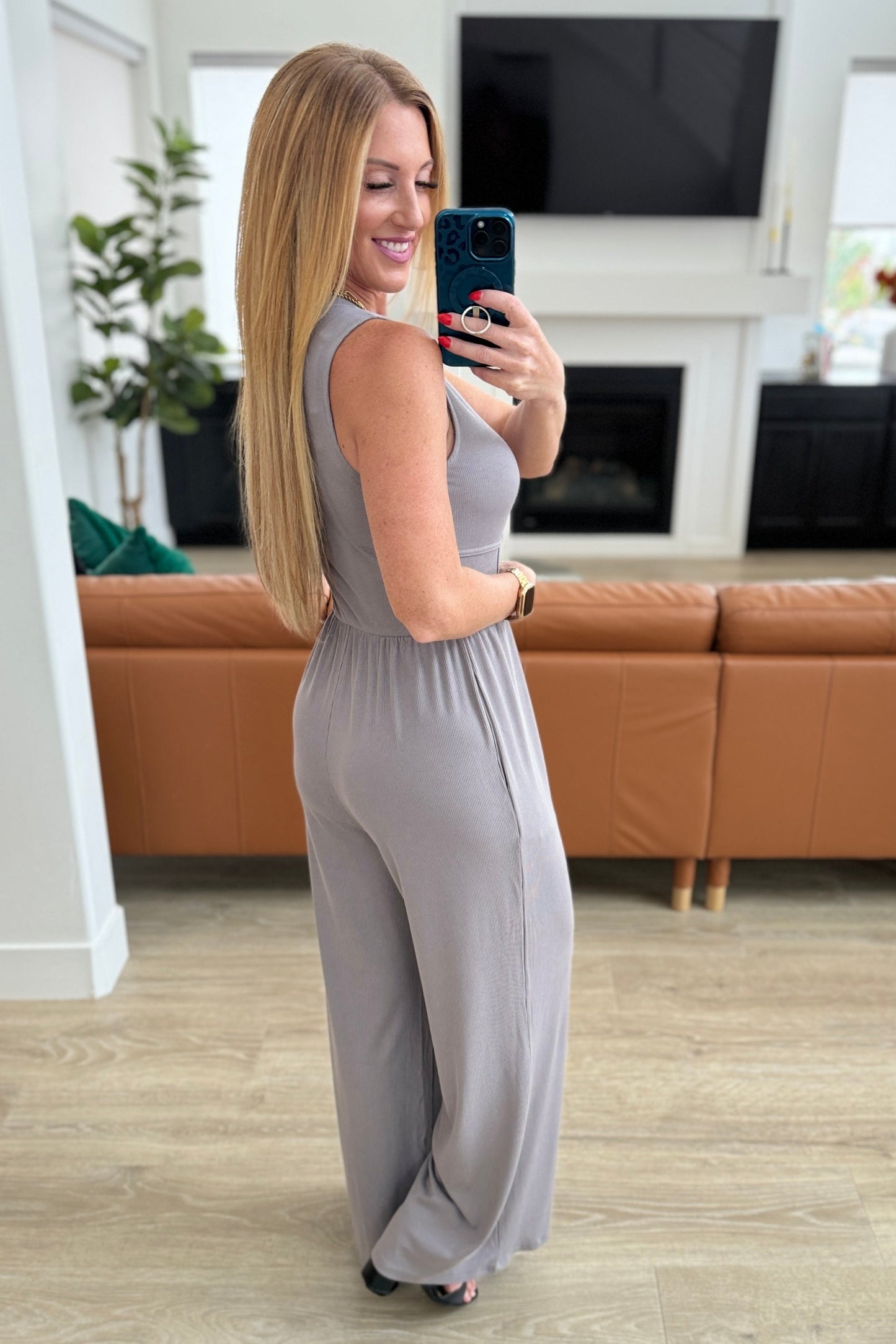 Hilary Wide Leg Jumpsuit in Grey