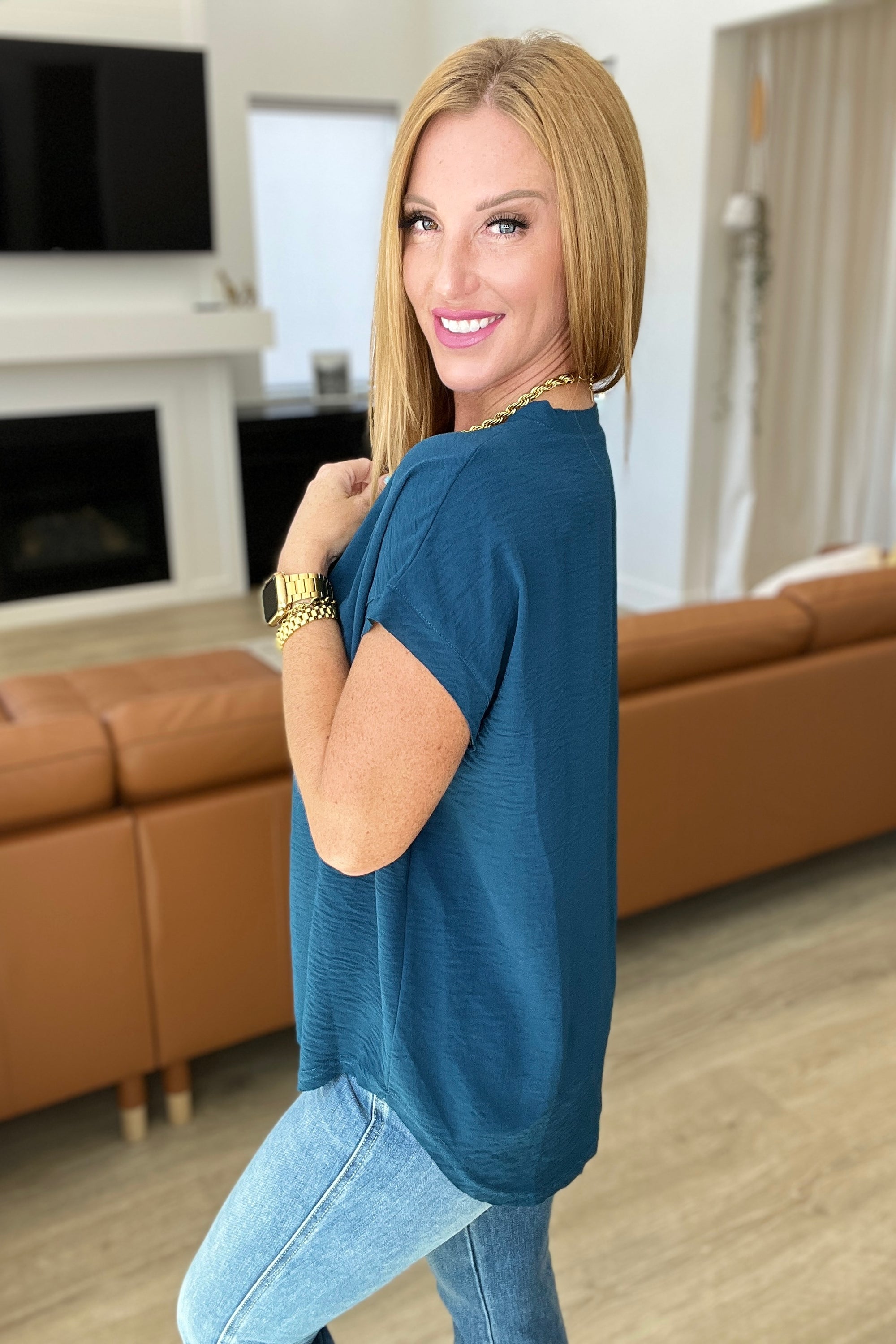 Very Much Needed V-Neck Top in Teal