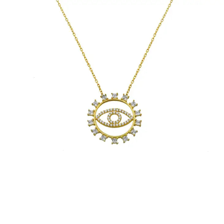 Crystal Circle with Crystal Evil Eye in Clear Crystal