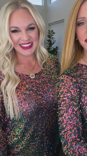 You Found Me Sequin Top in Navy