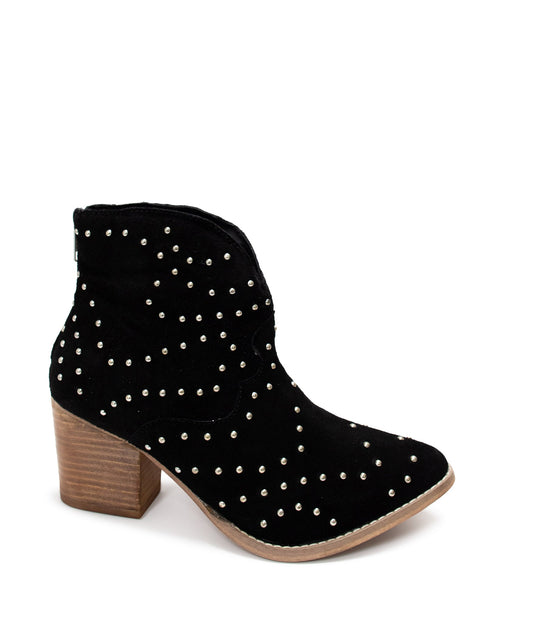 Twilight Studded Heeled Ankle Boot in Black