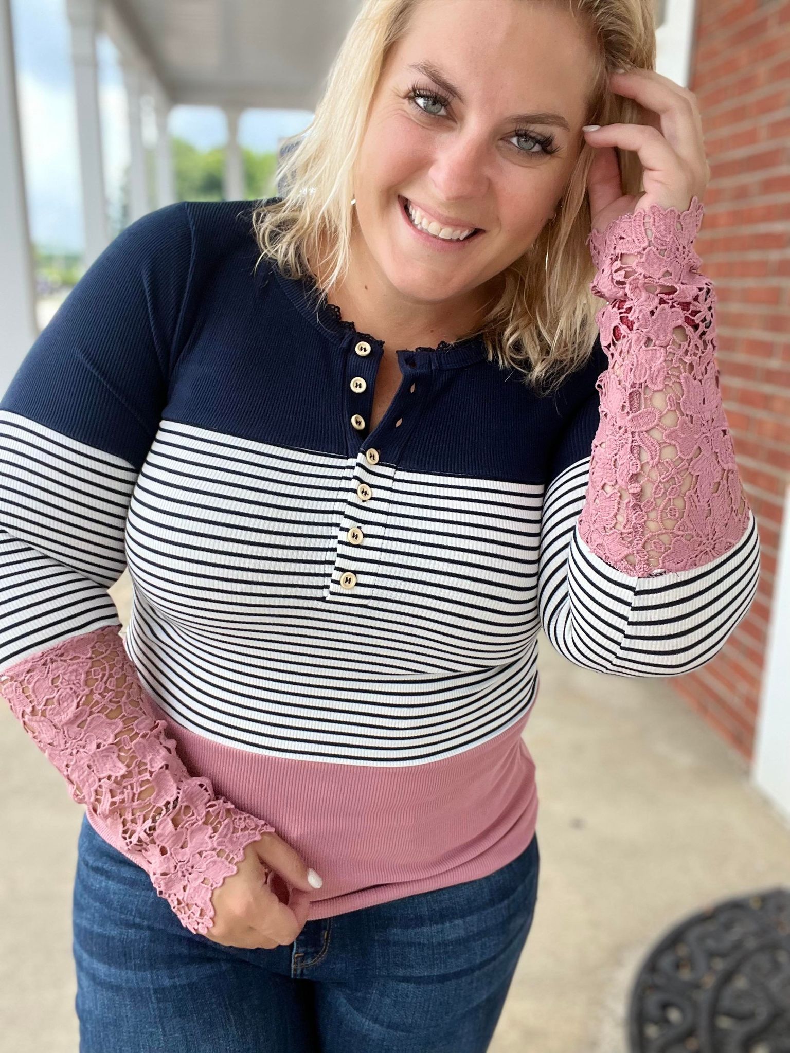Lace and Stripes and Everything Nice Long Sleeve