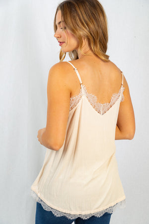 Dainty and Lacey Tank in Off White