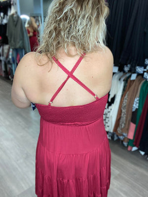 She's All I Want Lace Bralette Dress in Berry