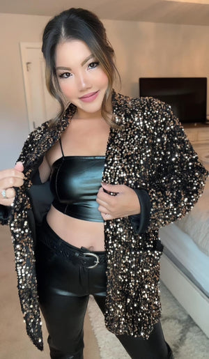 PREORDER: Oversized Sequin Blazer In Two Colors