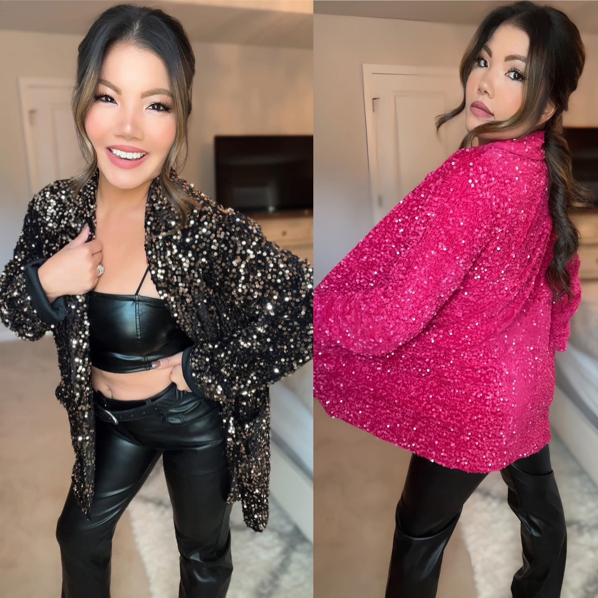 PREORDER: Oversized Sequin Blazer In Two Colors