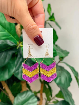 PREORDER: Glitter Game Day Arrow Dangle Earrings In Assorted Colors
