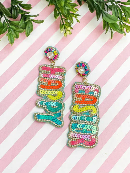 PREORDER: Happy Easter Sequin Dangle Earrings