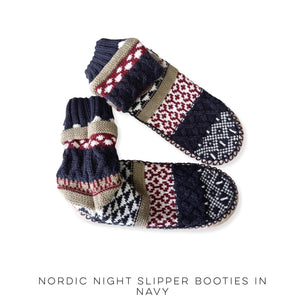 Nordic Night Slipper Booties in Navy