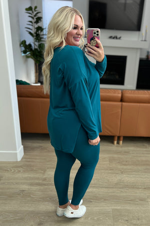 Buttery Soft V-Neck Long Sleeve Loungewear Set in Teal