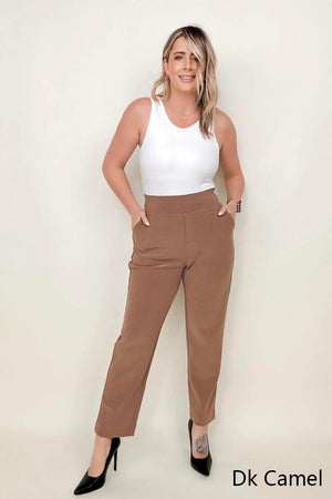 Zenana Cropped Pull on Dress Pants with Pockets