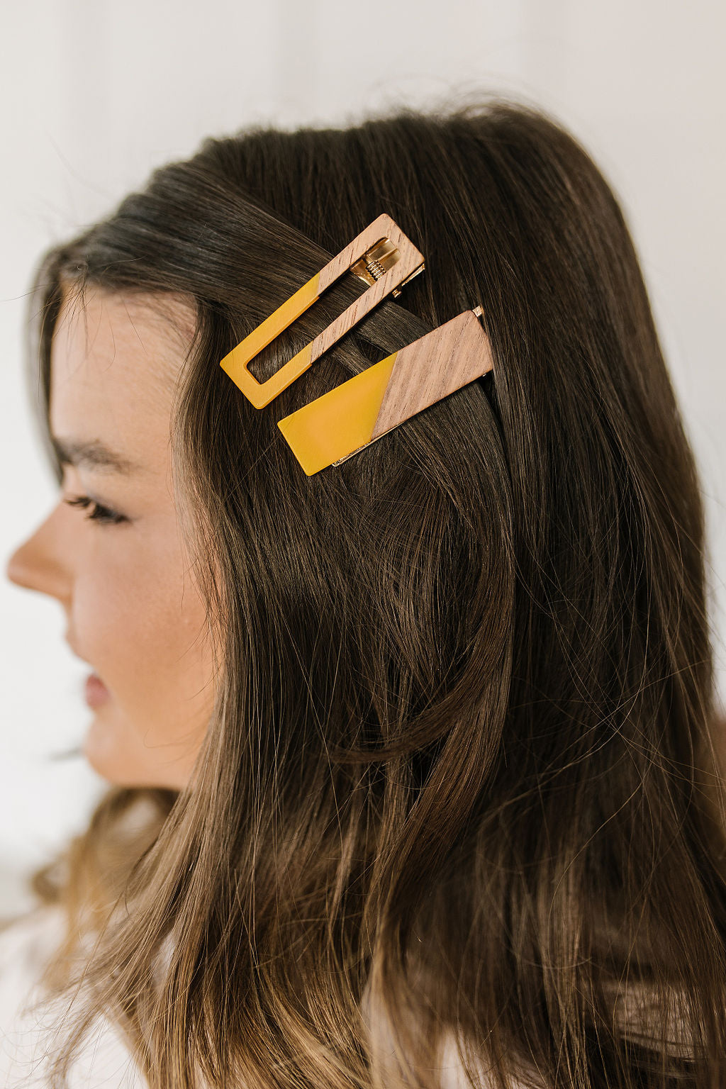 Two Tone Hair Clip Set in Yellow