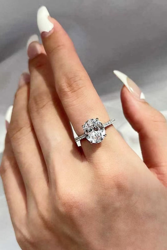 18K Platinum-Plated Side Stone 2 Carat Moissanite Ring