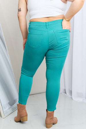 Kate Hyper-Stretch Mid-Rise Skinny Jeans in Sea Green